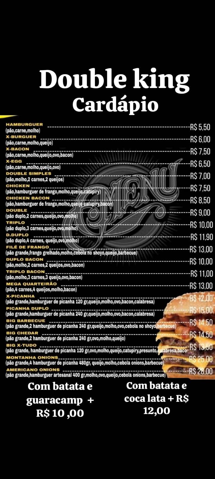 Double King Burgueria cardápio
