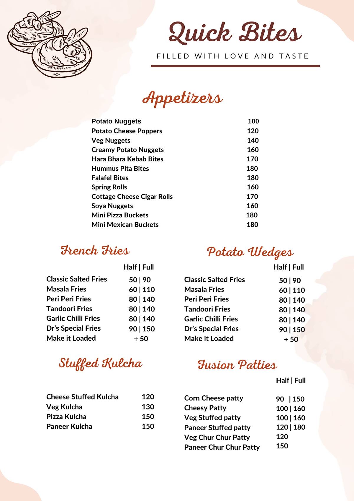 Dr's Cafe menu
