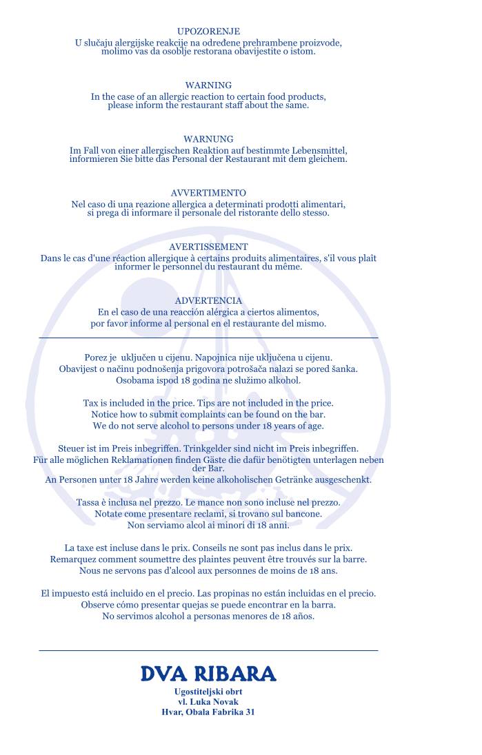 Menu di Dva Ribara 