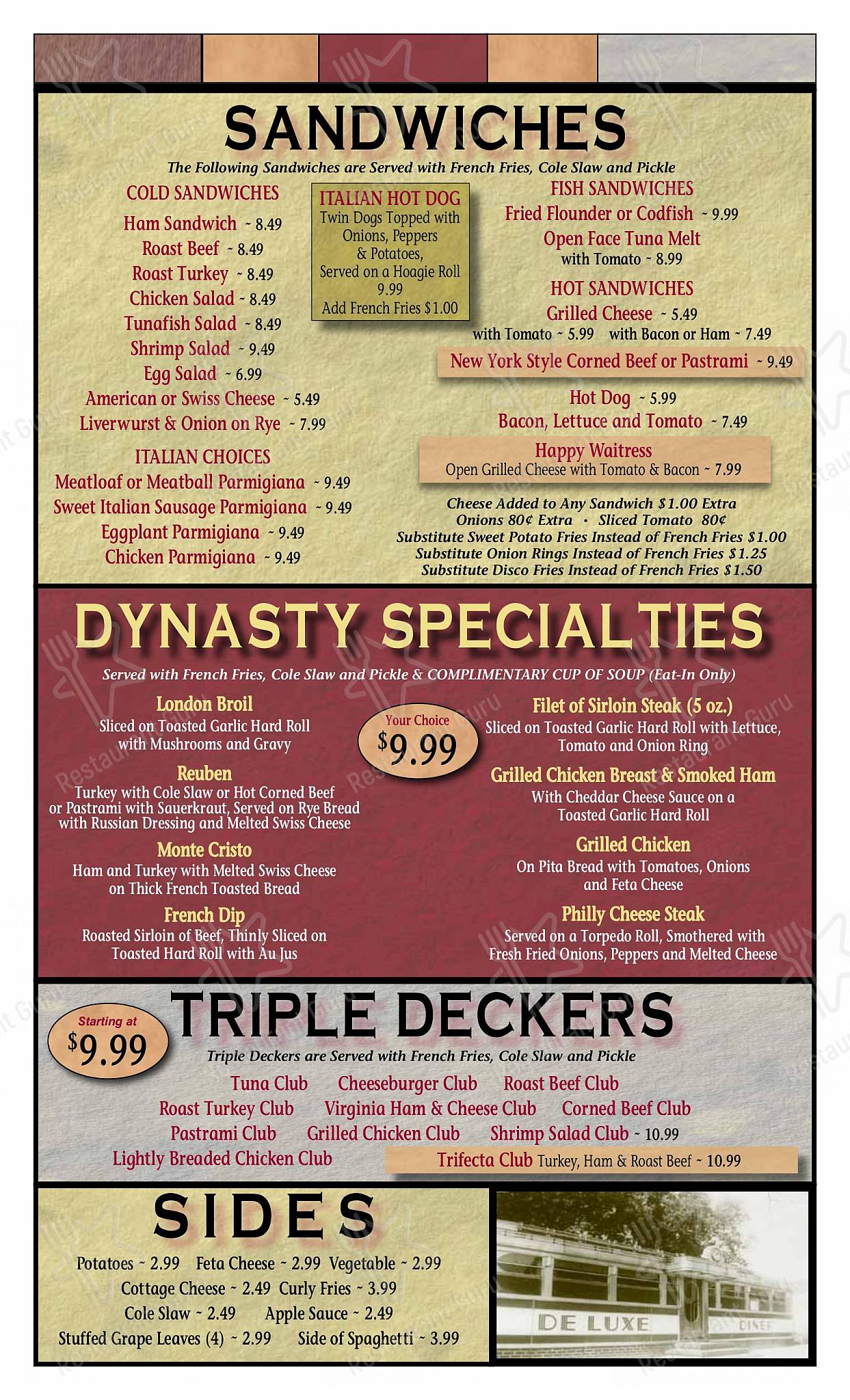 Menu at Dynasty Diner restaurant, Tuckerton