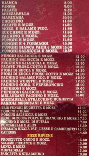 Menu di E Ora Pizza 