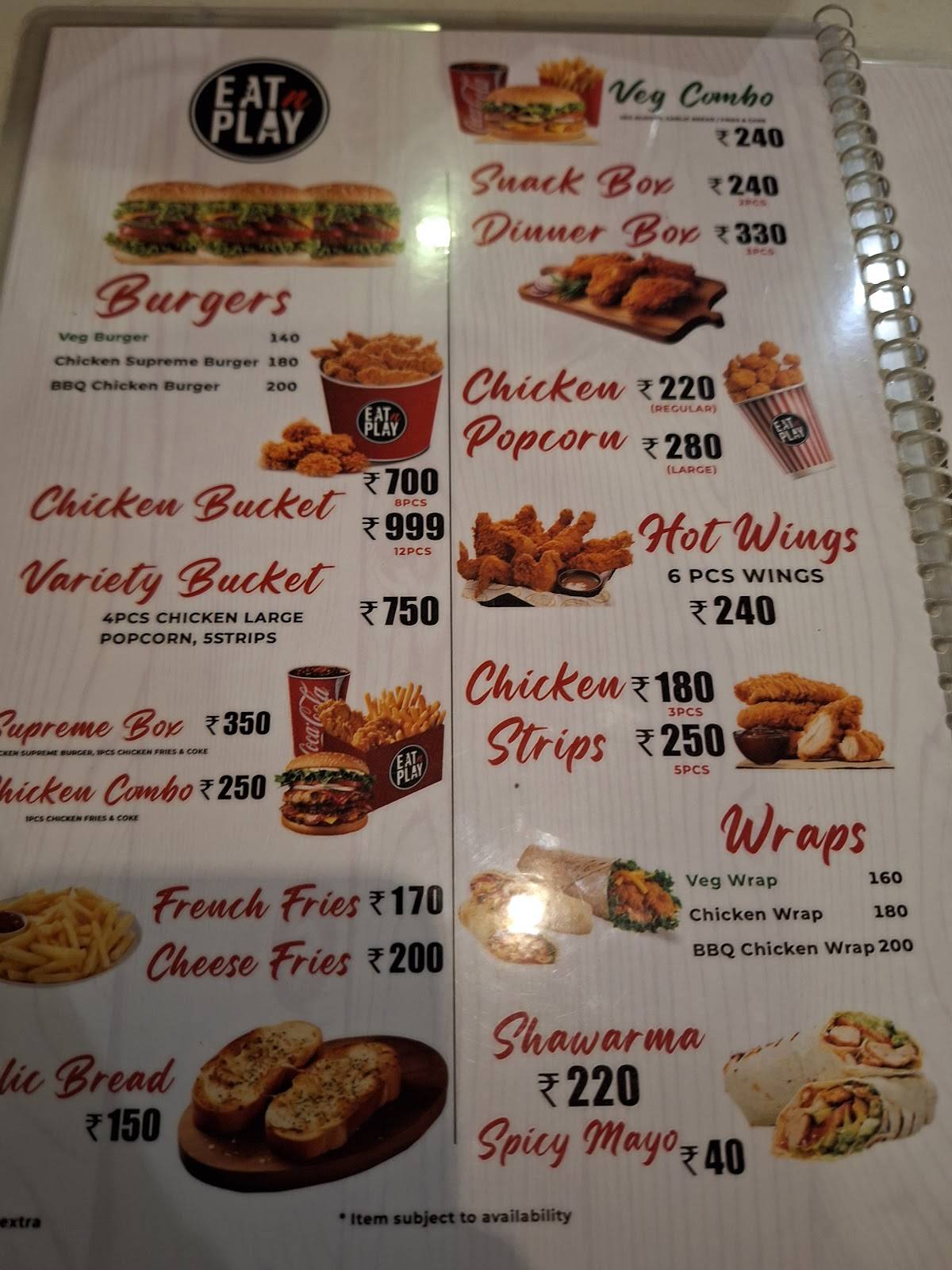 EATNPLAY menu