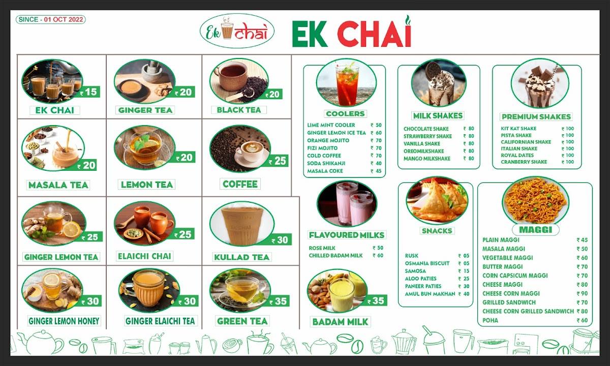 EK CHAI LUCKNOW menu