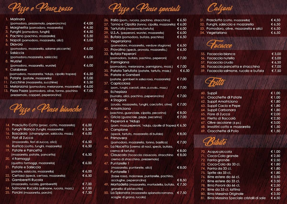 Menu di Echepizza 
