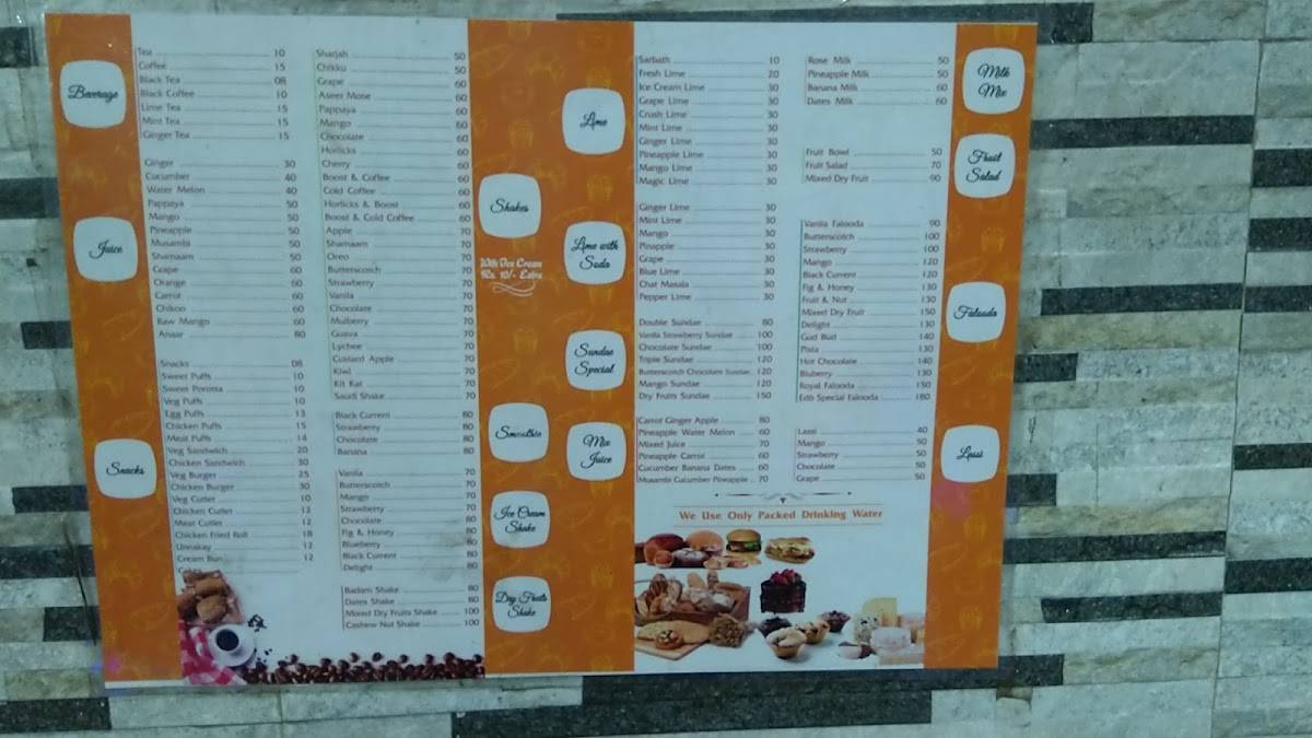 Edappally Bakery menu