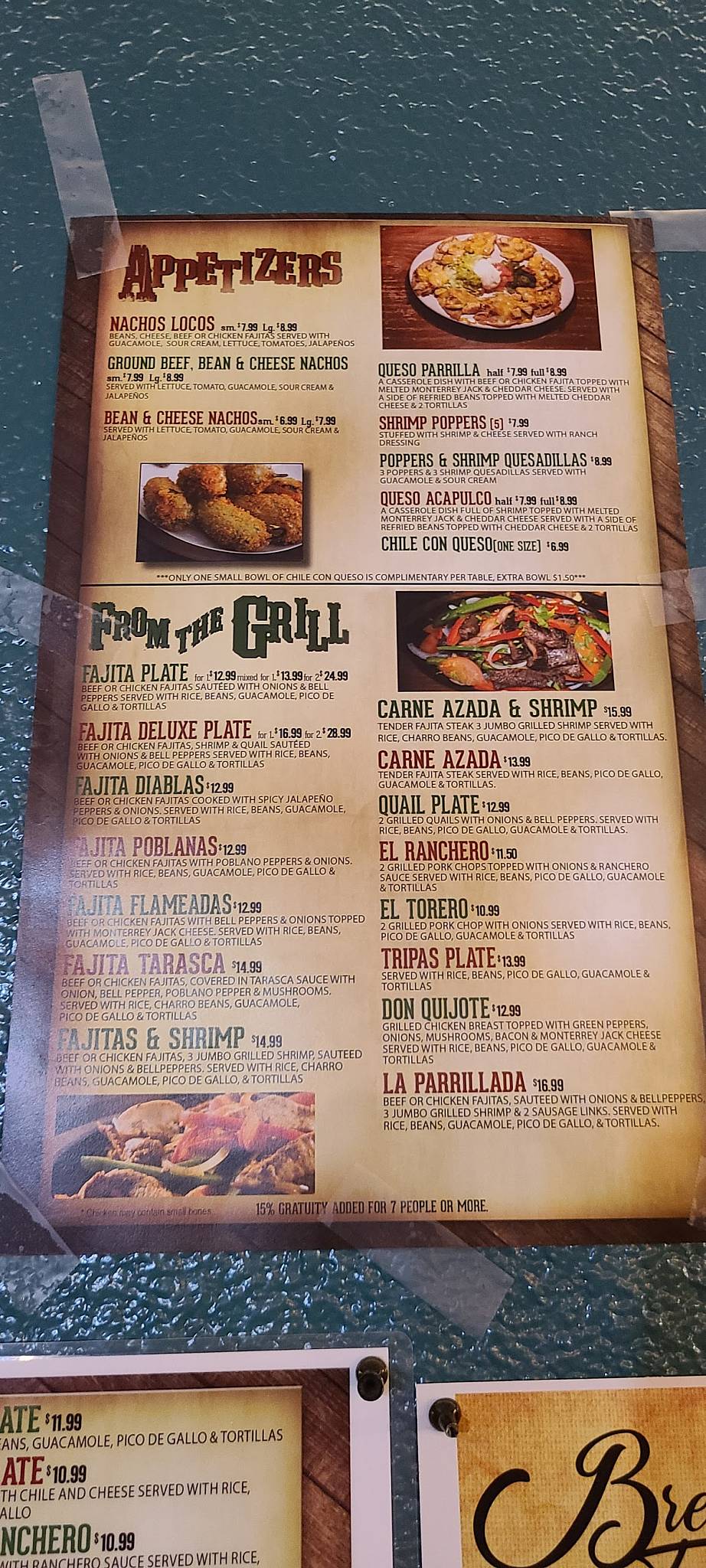 Menu at Pinto Bean restaurant, Edna