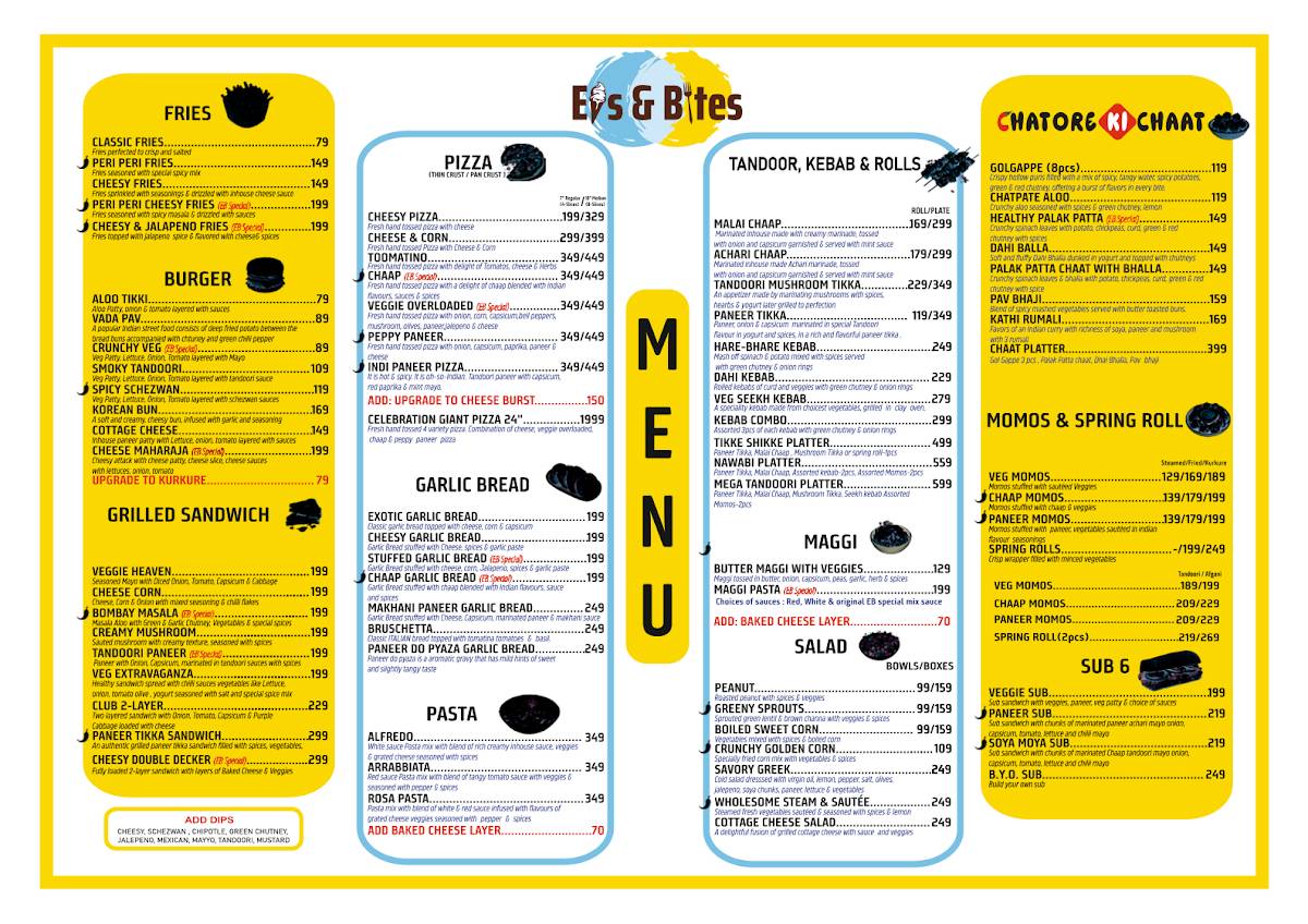 Eis And Bites Cafe menu