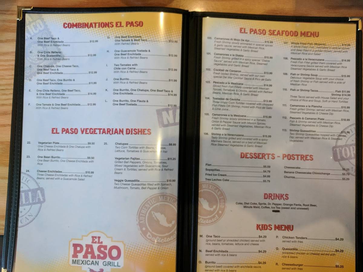 Menu at El Paso pub & bar, Raceland
