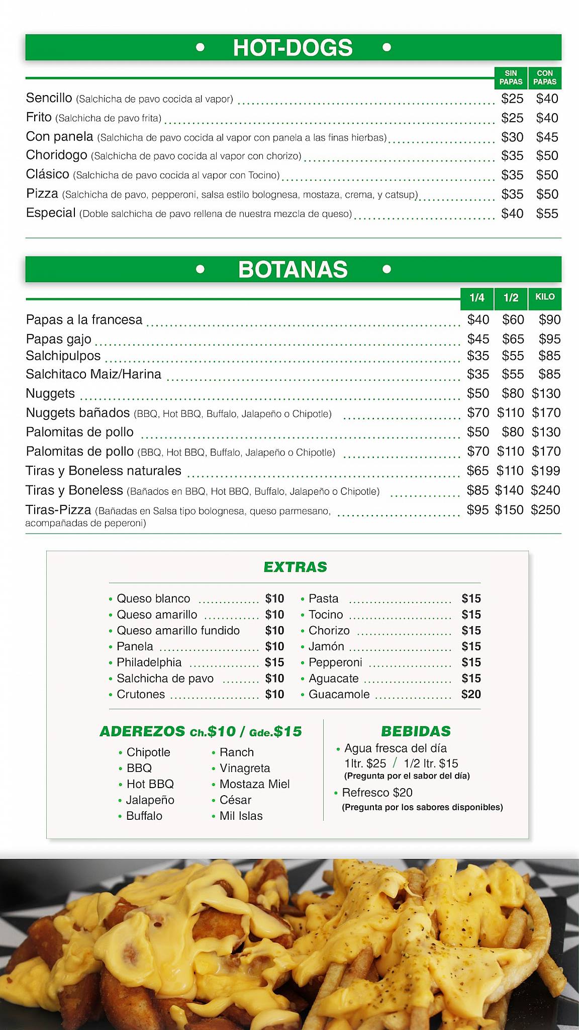 Menu at El Pollo Gigante restaurant, Guadalajara