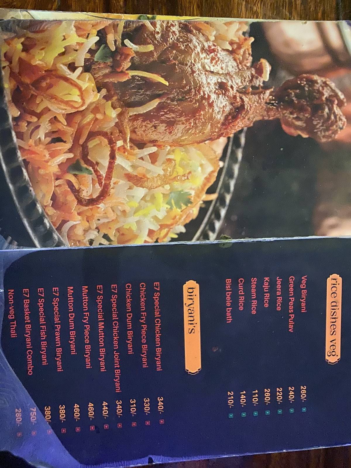 Element E7 Resto Bar menu
