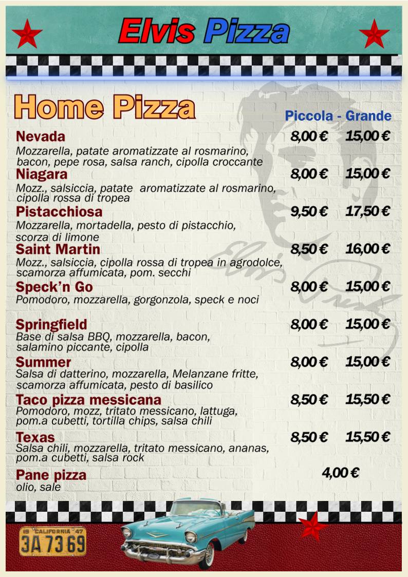 Menu di Elvis Pizza di Angelo Giambanco 