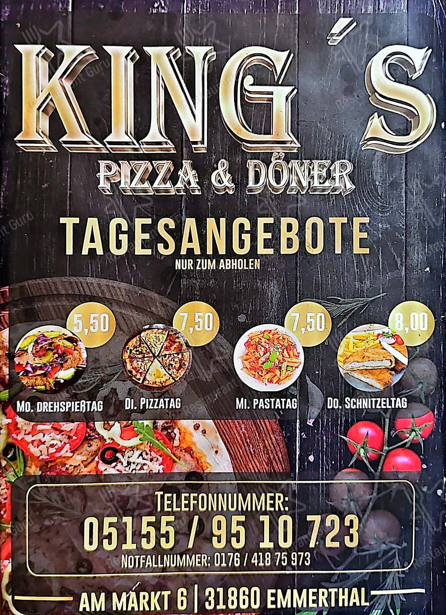 Speisekarte von Kings Döner Emmerthal pub Bar Emmerthal