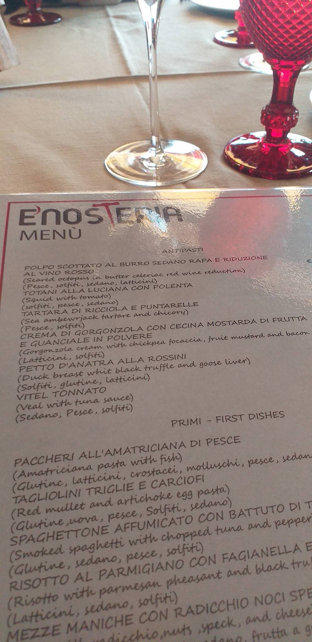 Menu di Enosteria 