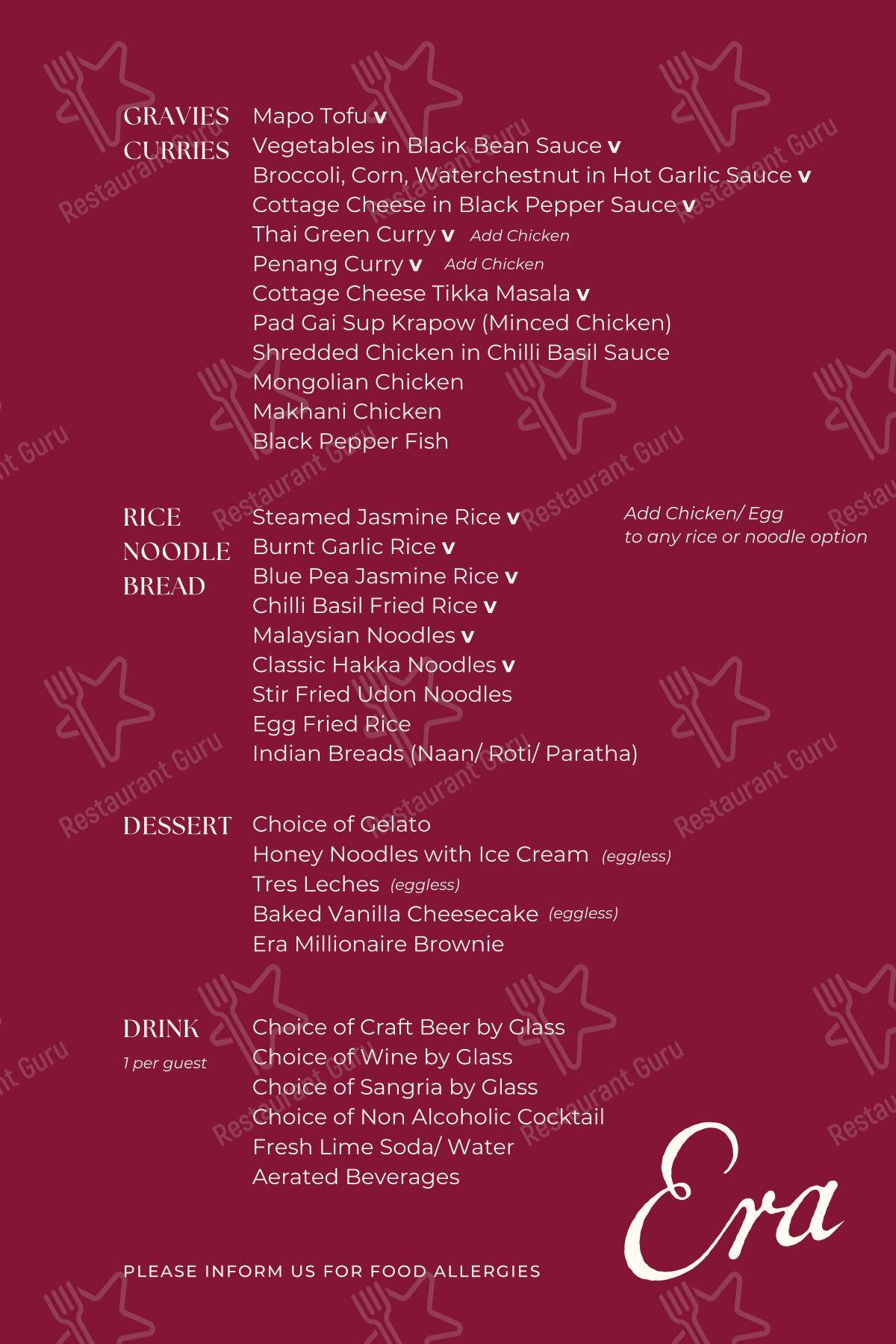 菜单 for Era in Mumbai