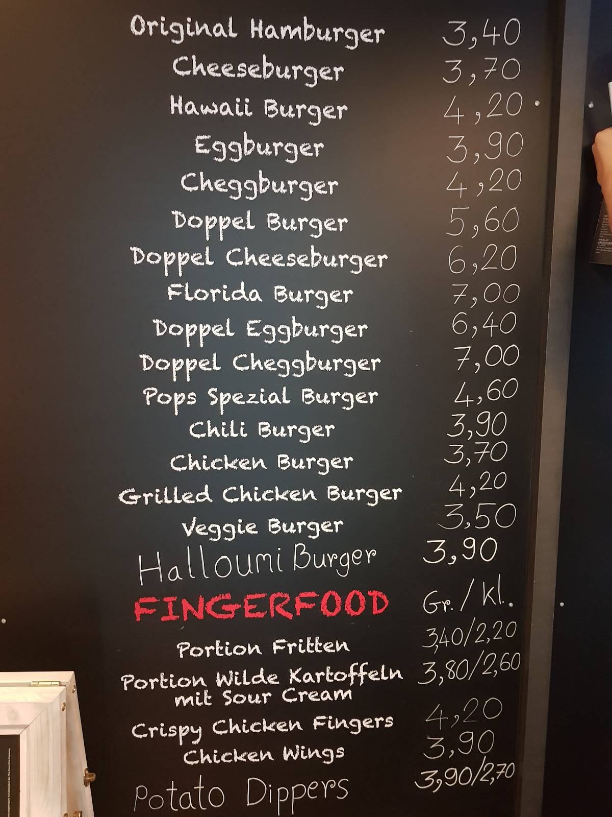 Speisekarte von Pops Burger & Sportsbar, Esslingen am Neckar