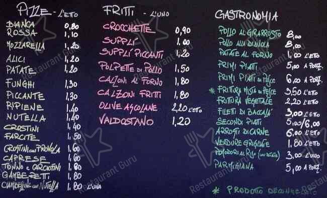 Menu di Europizza '99 