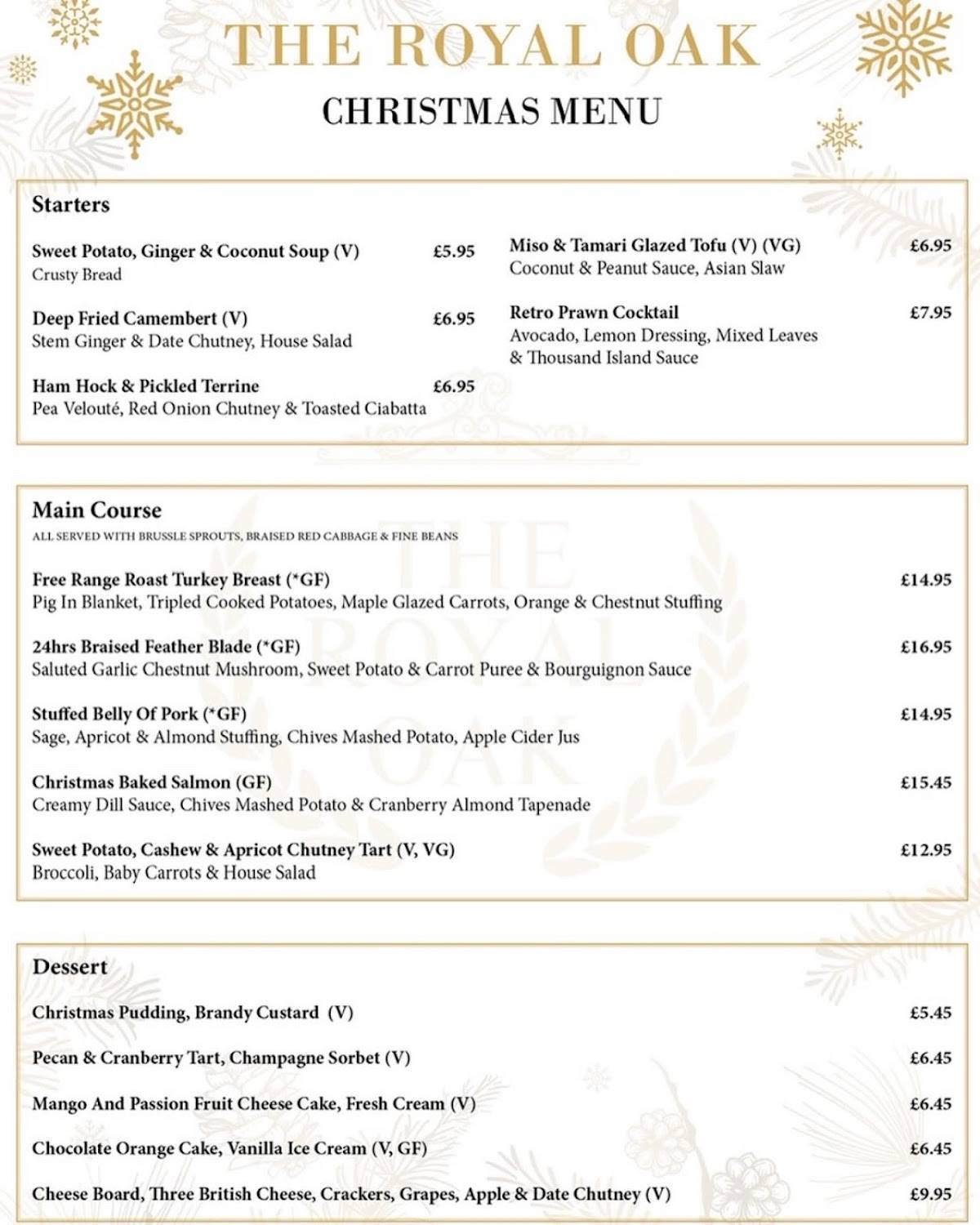 Menu At The Royal Oak Pub Bar Evesham