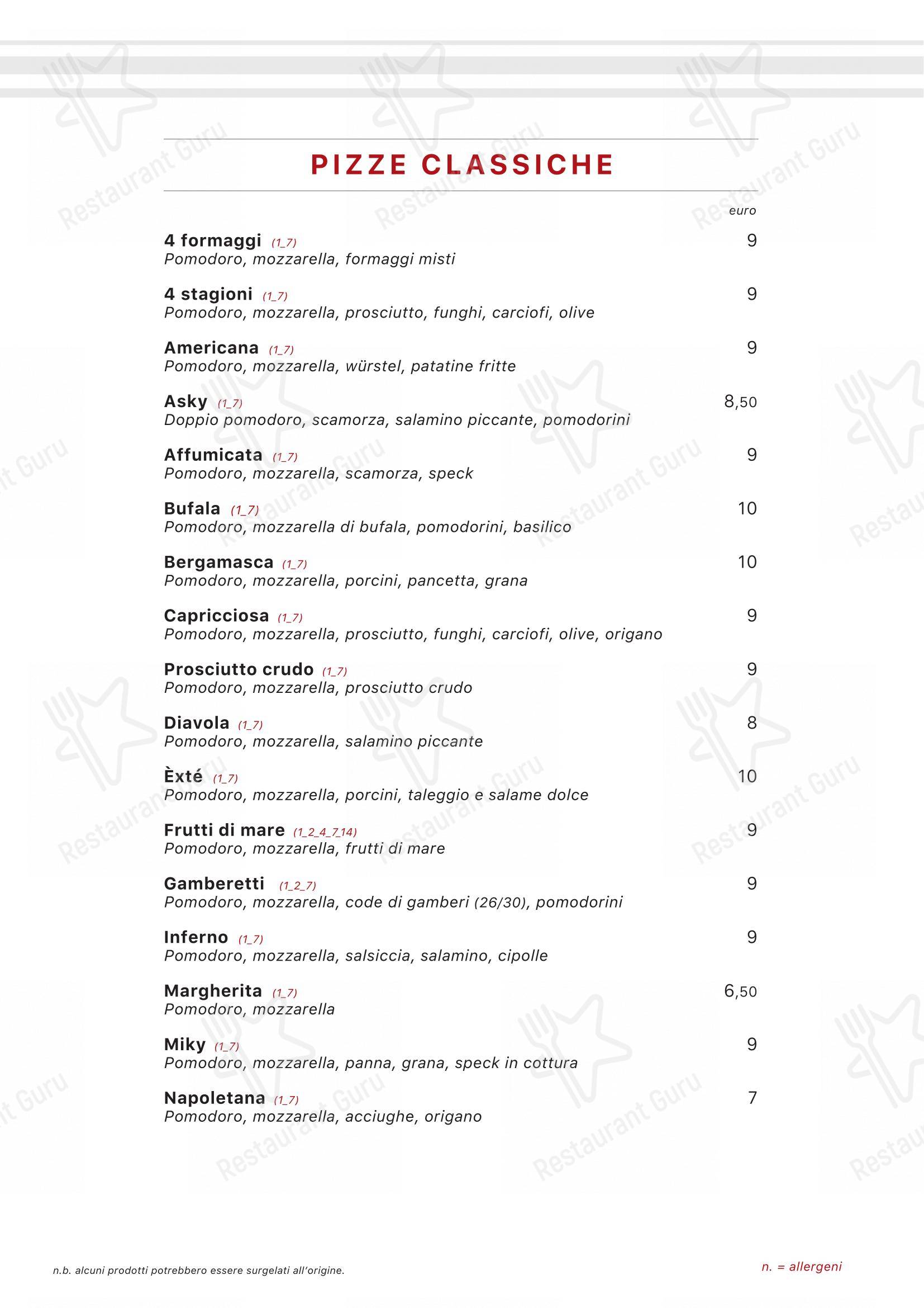Menu per Extè ristorante