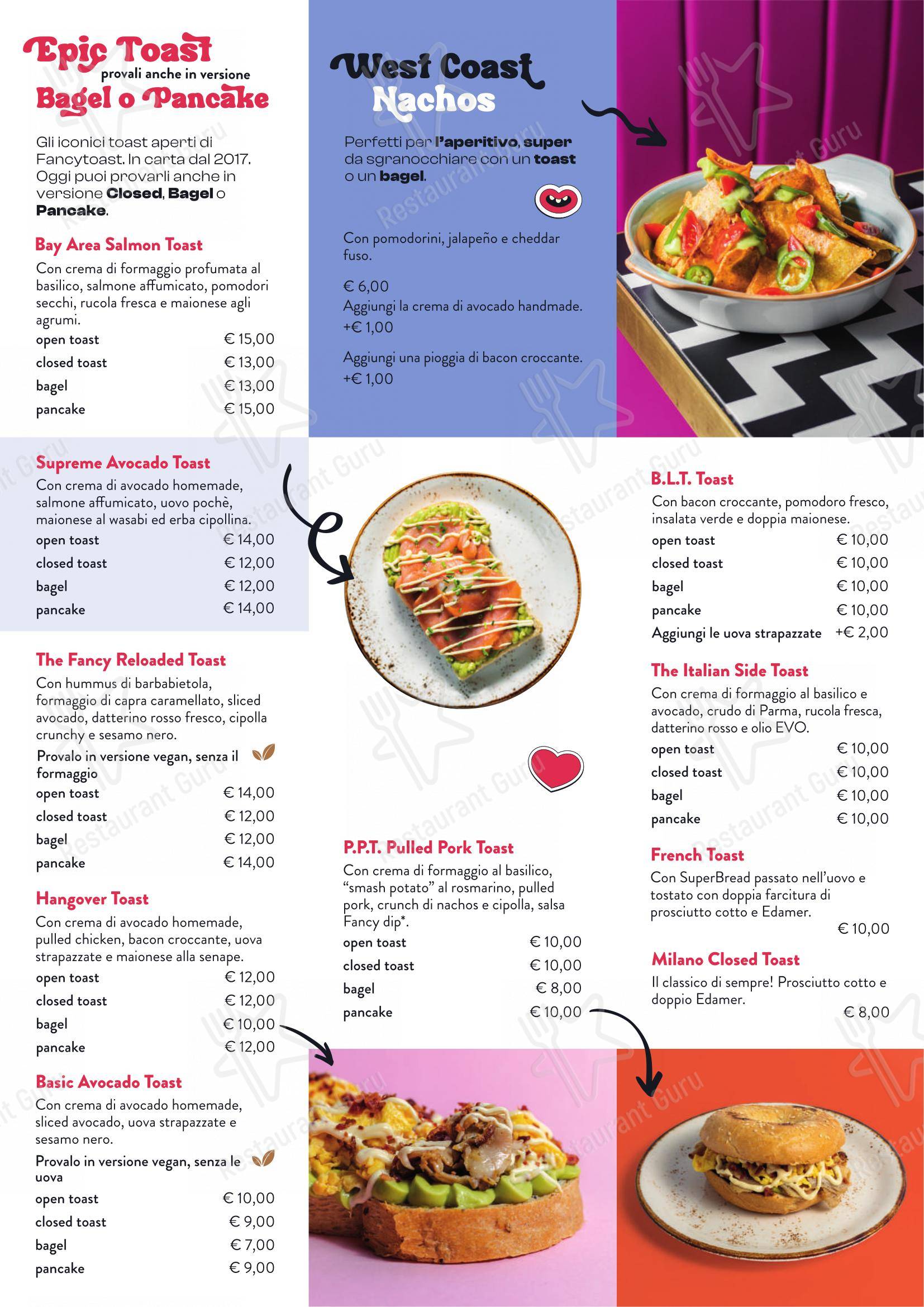 Menu per Fancytoast Bicocca ristorante