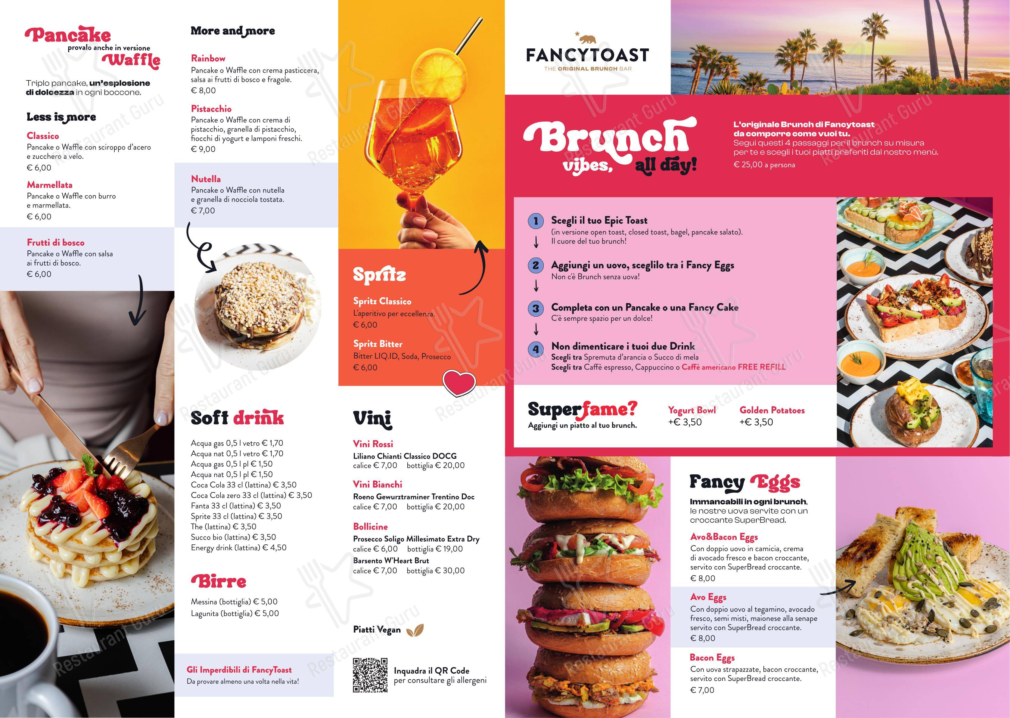 Menu bar per Fancytoast Bicocca in Milano