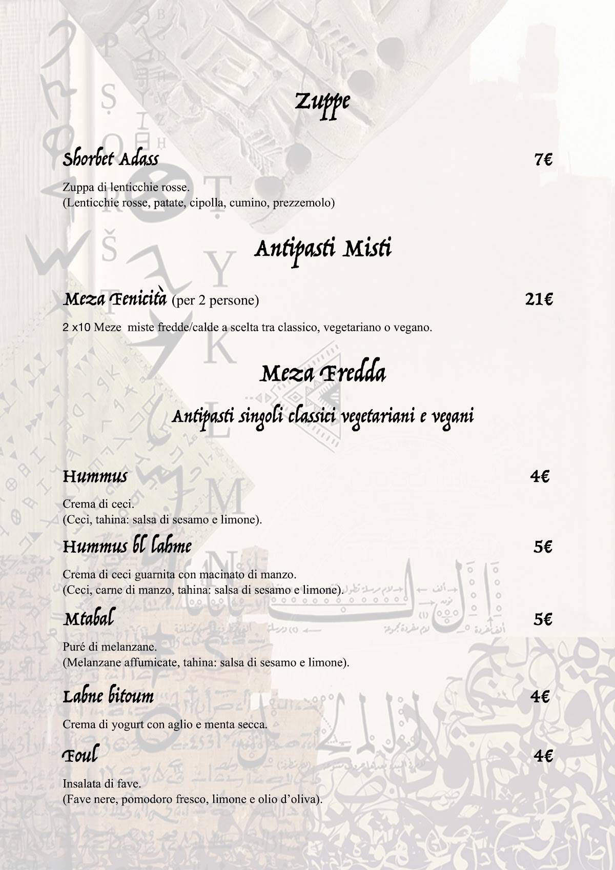 Menu di Fenicità 