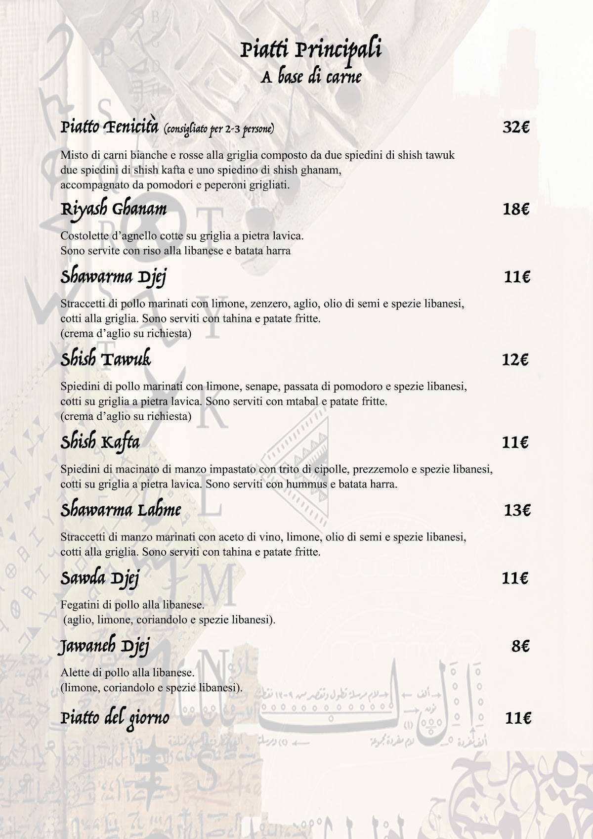 Menu di Fenicità 