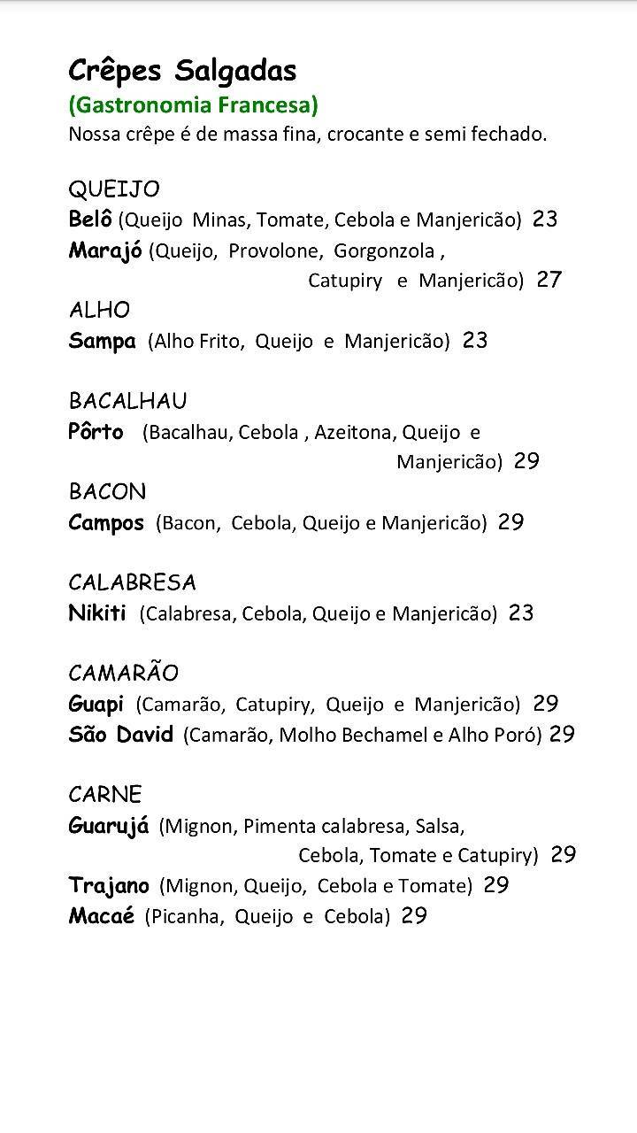 Finalmente Bistrô cardápio