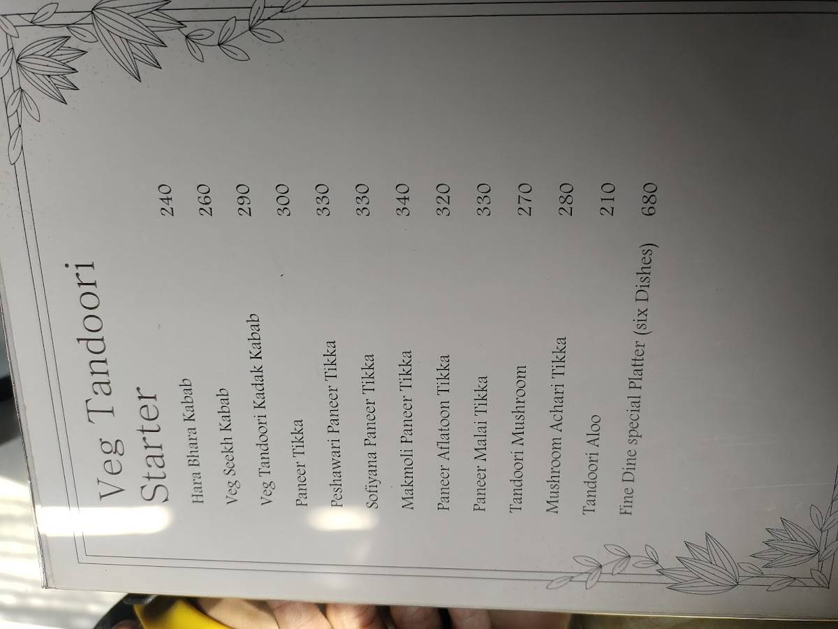 Fine Dine menu