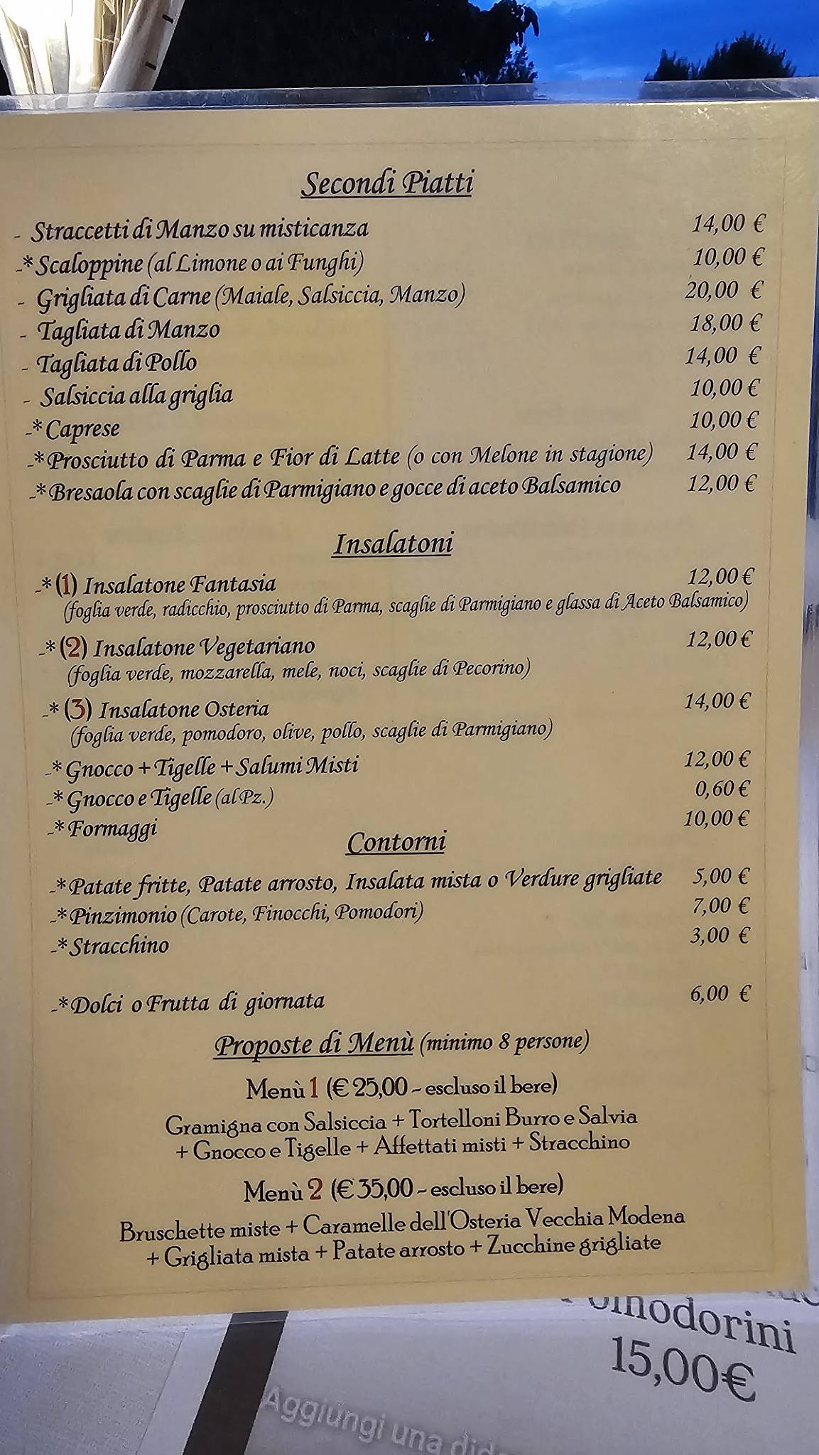 Menu di Osteria Camporosso sas 