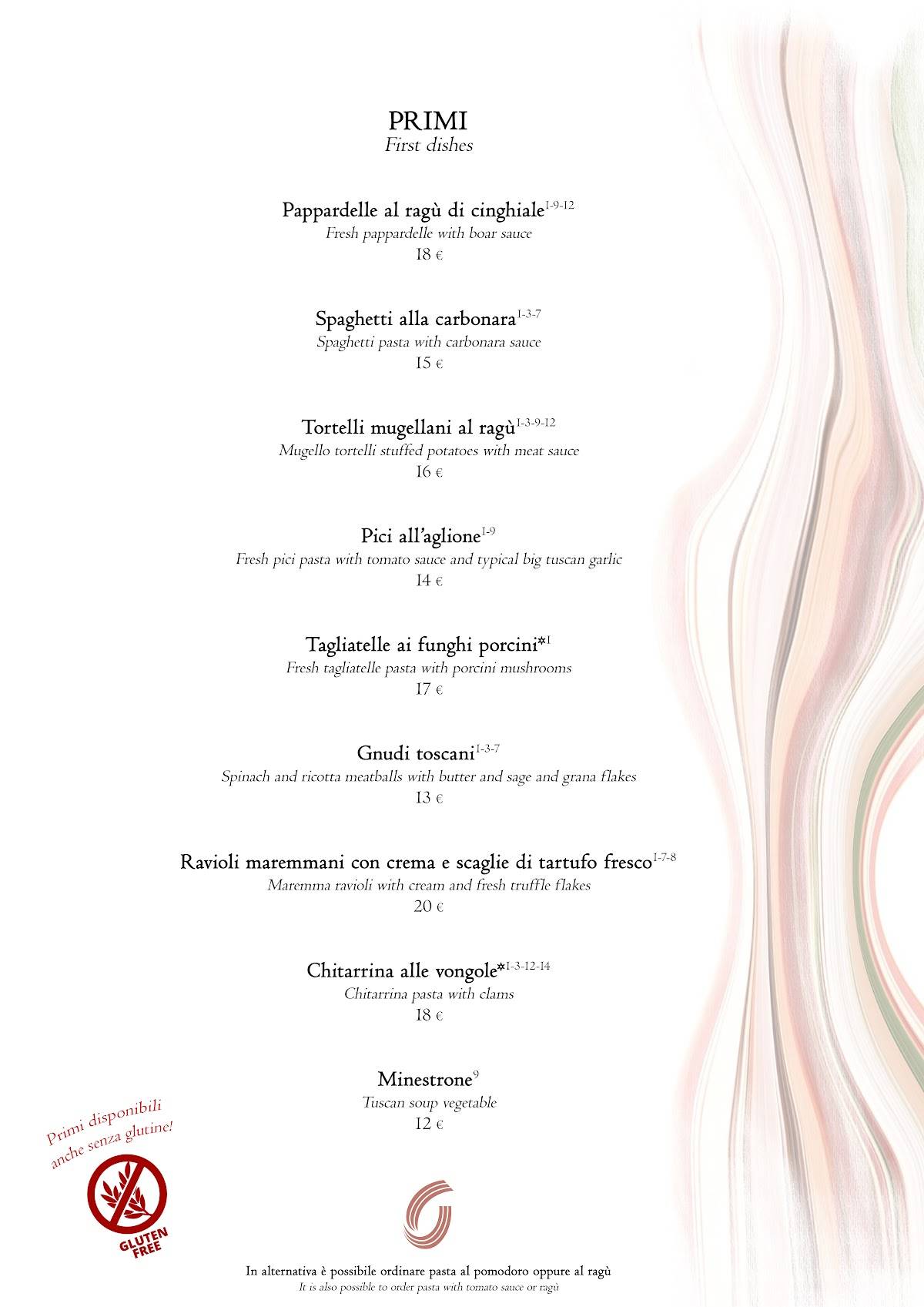 Menu di Oltrarno Ristorante Toscano 