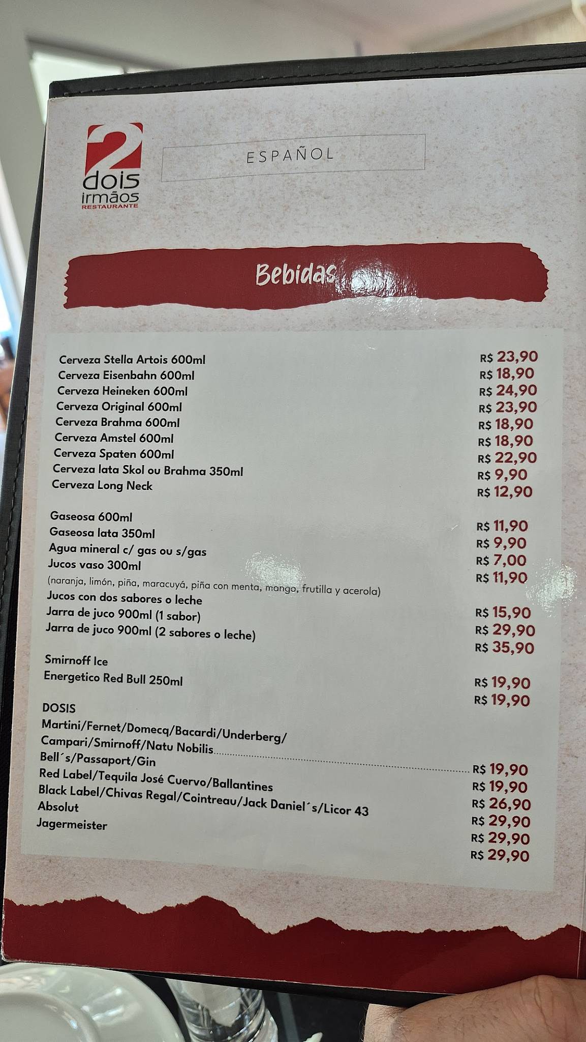 Restaurante Dois Irmãos cardápio