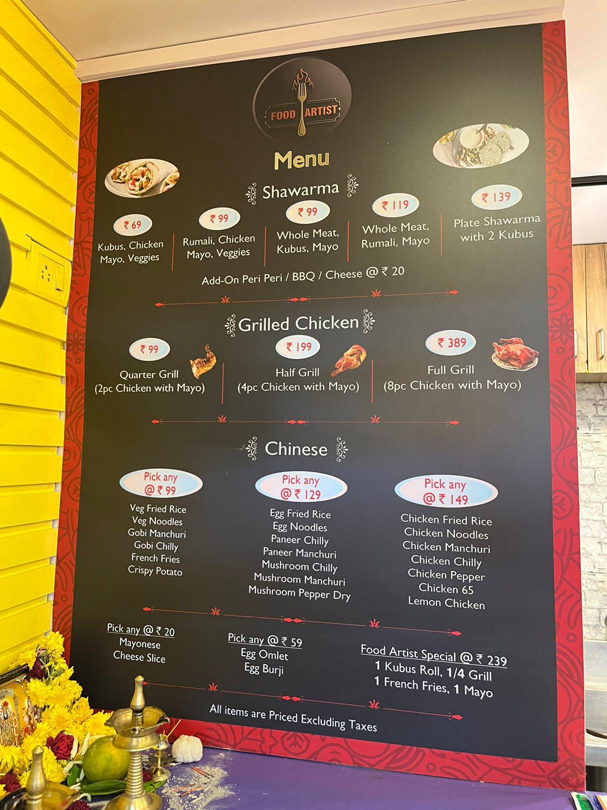 Food Artist menu