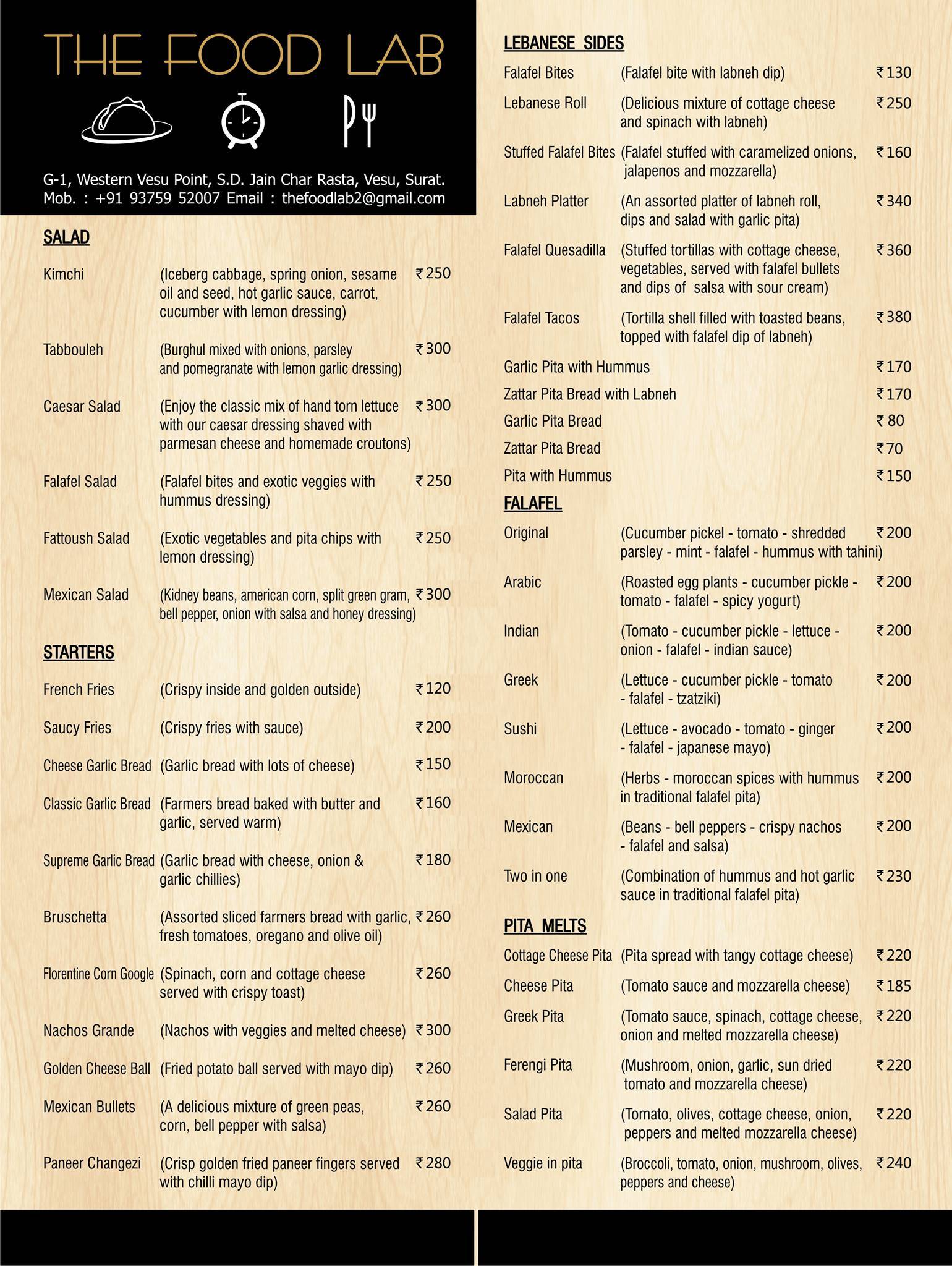 Food Lab menu