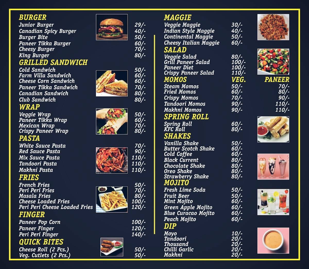 Foodies empire menu