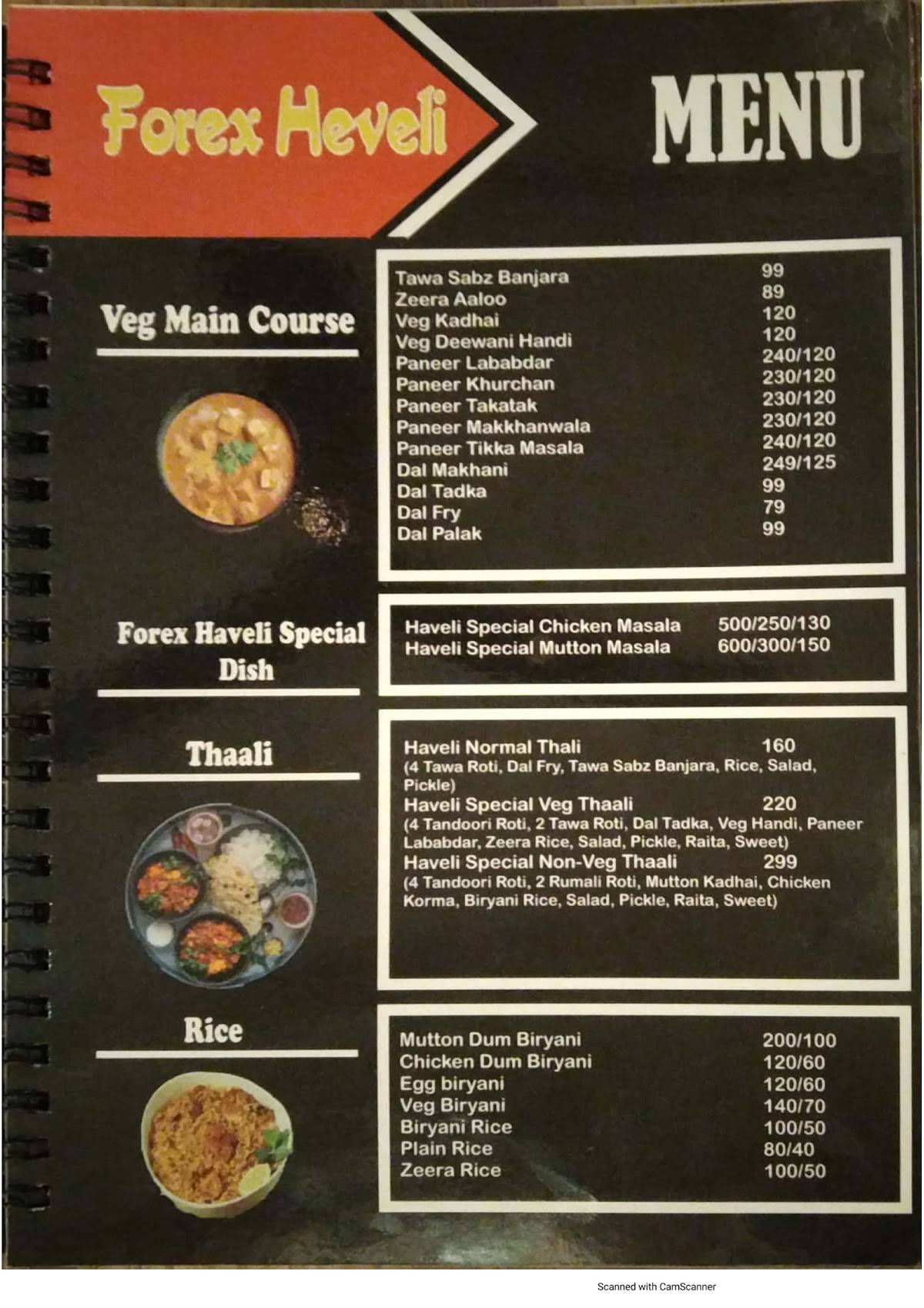 Forex Haveli Restaurant menu