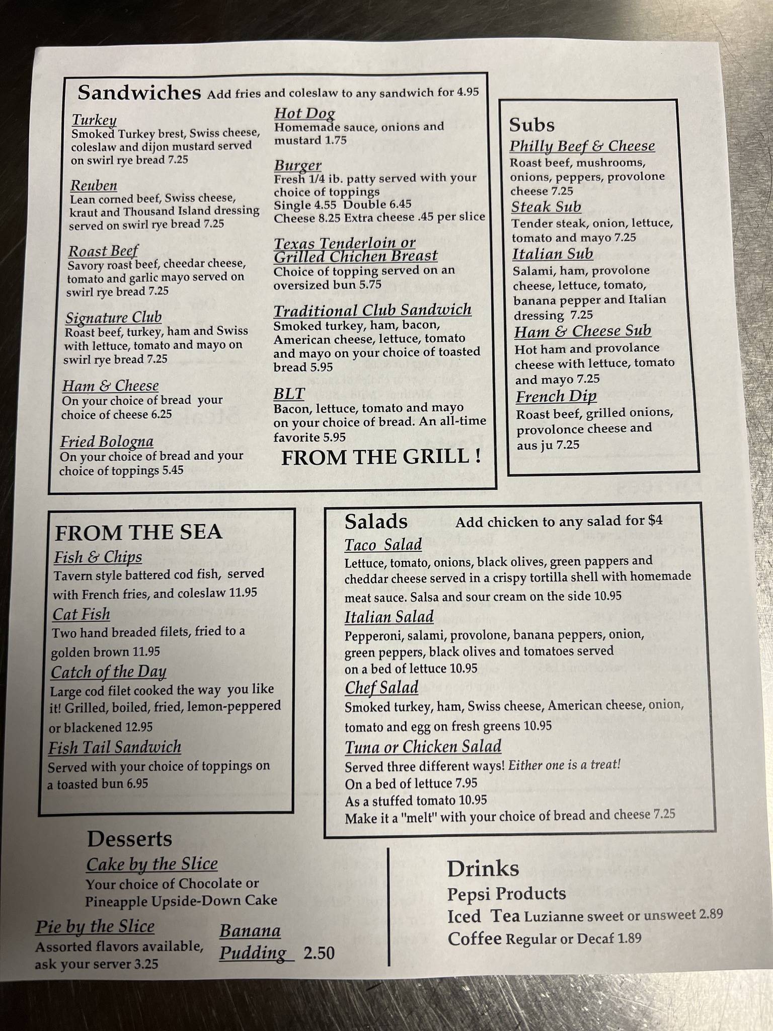 Menu at Fork And Finger Restaurant, Portsmouth