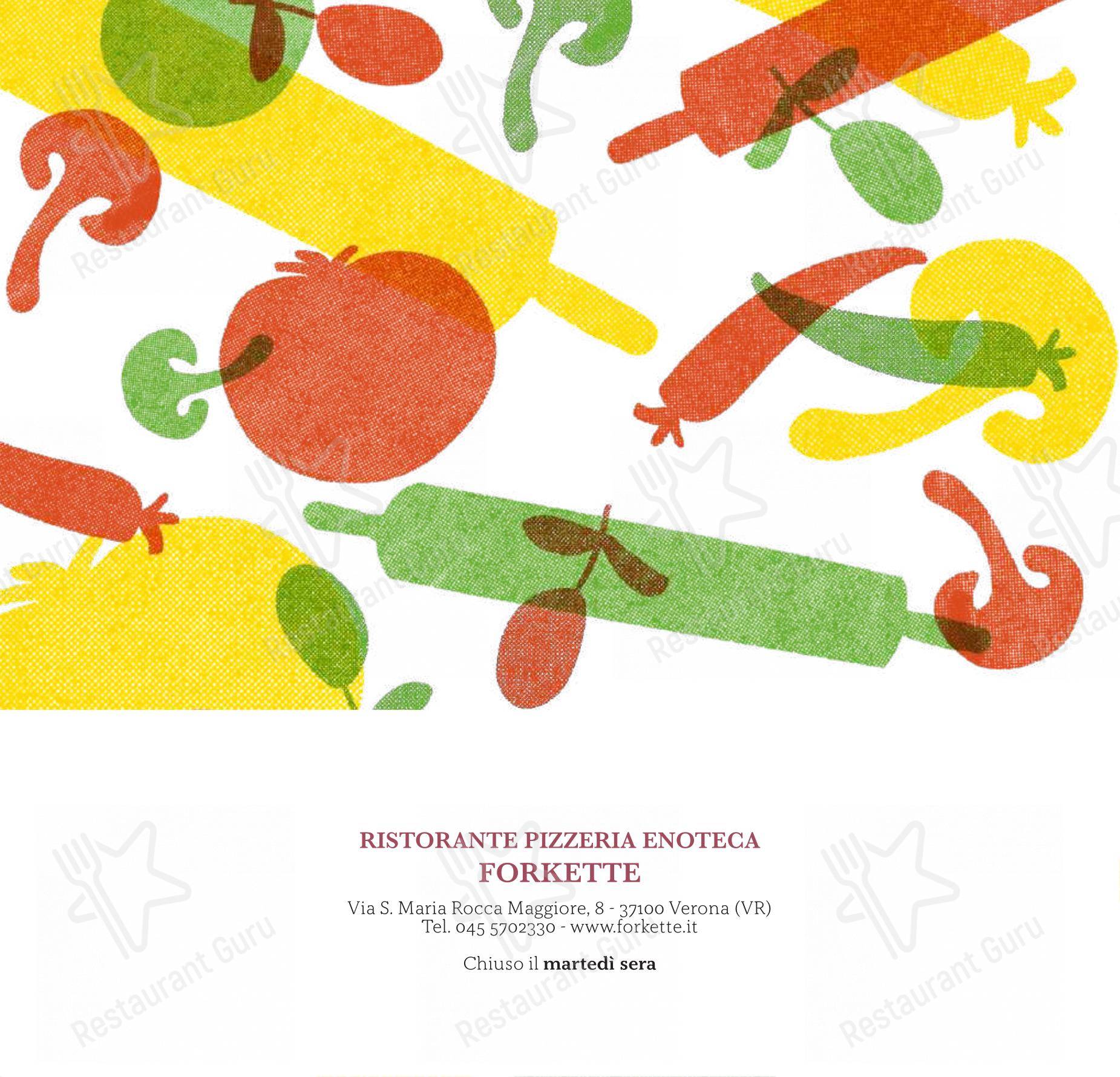Menu per Forkette ristorante