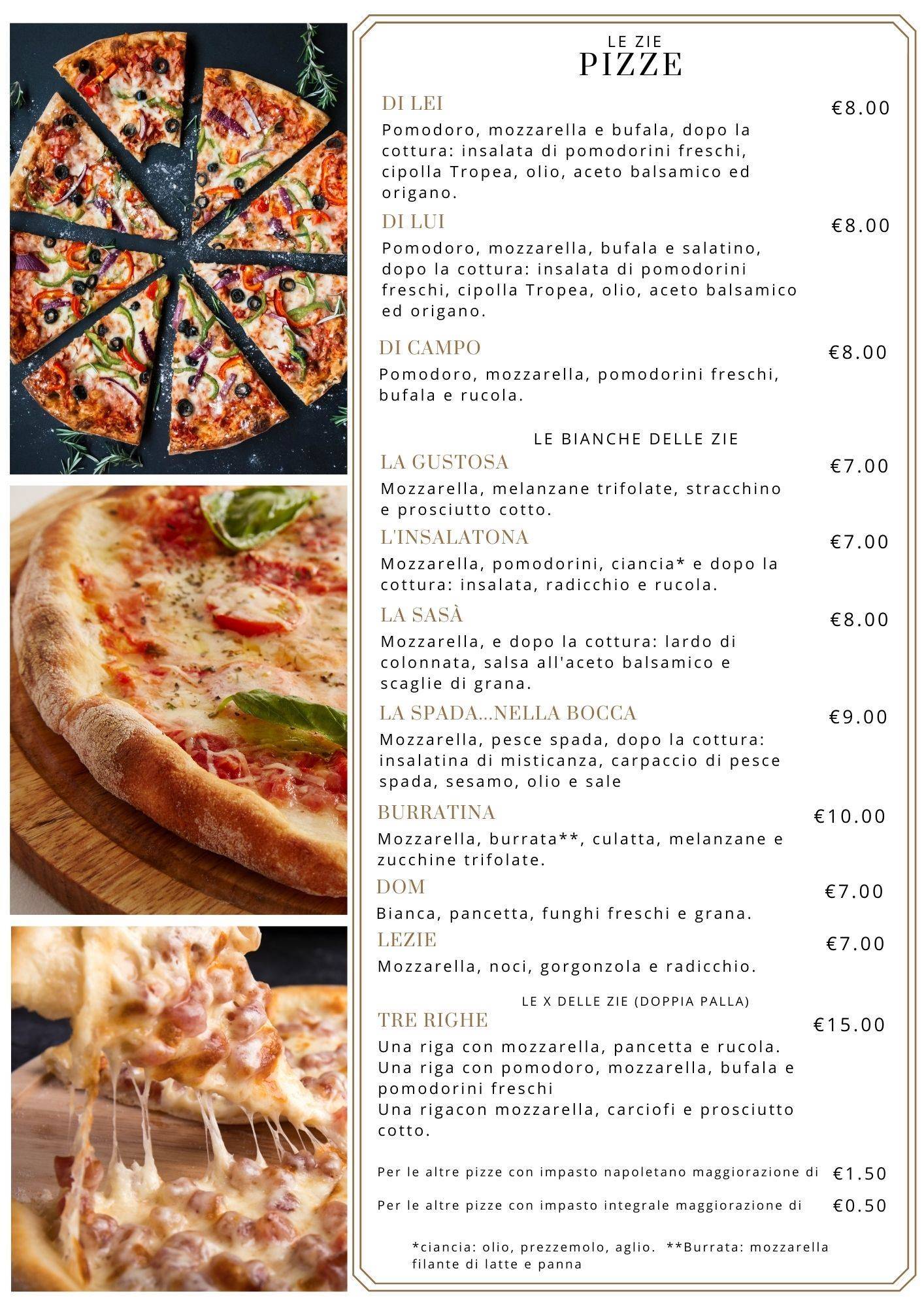 Menu di Ristorante Le Zie 