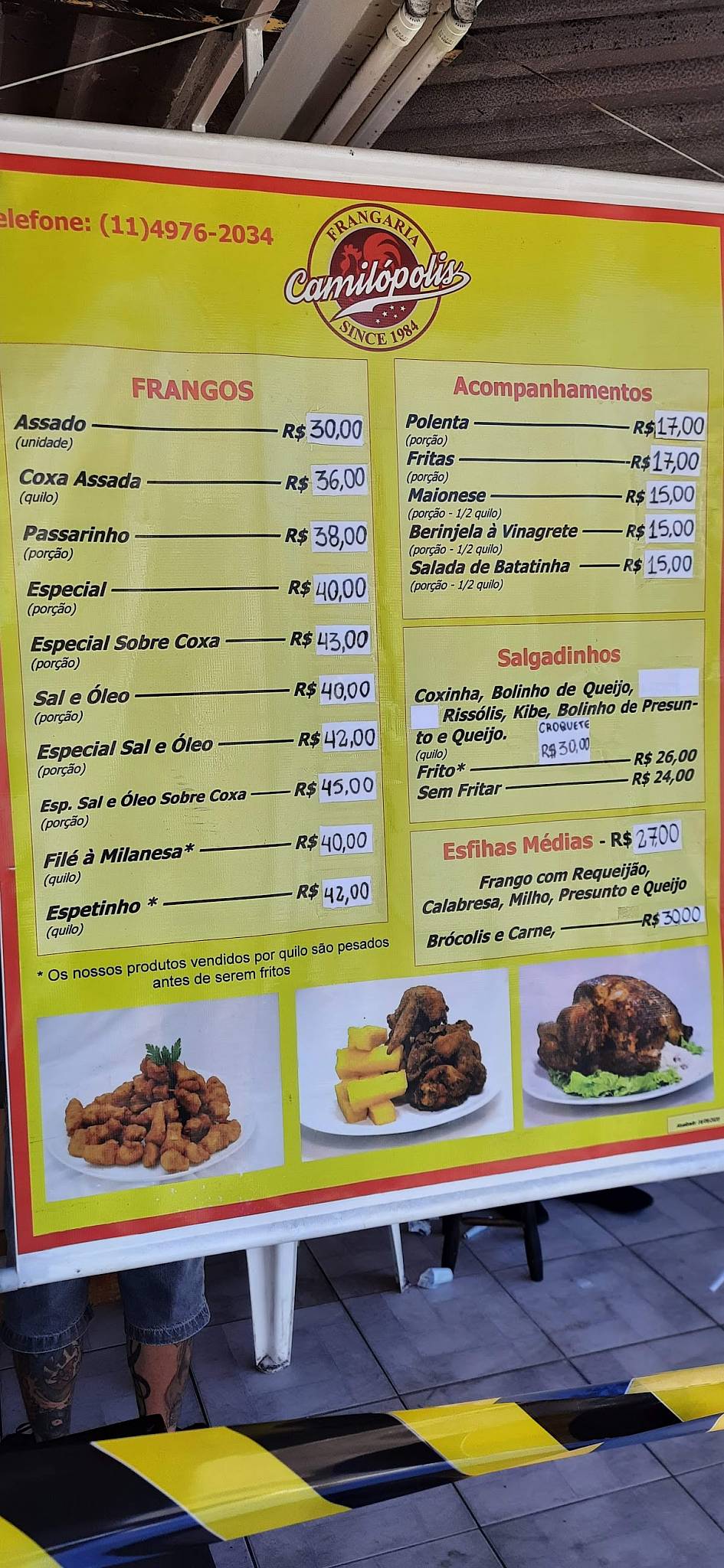 Frangaria Camilópolis cardápio