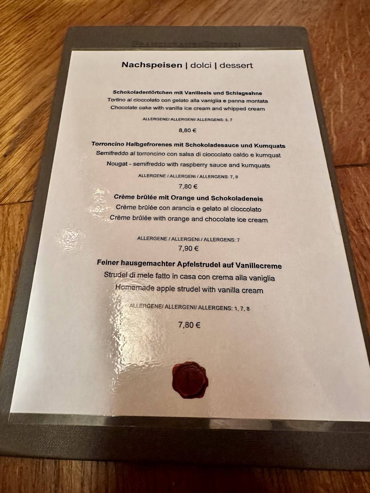 Menu di Franziskanerstuben 