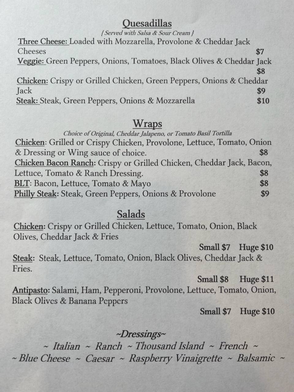 Menu at Fraternal Order of the Eagles pub & bar, Wattsburg