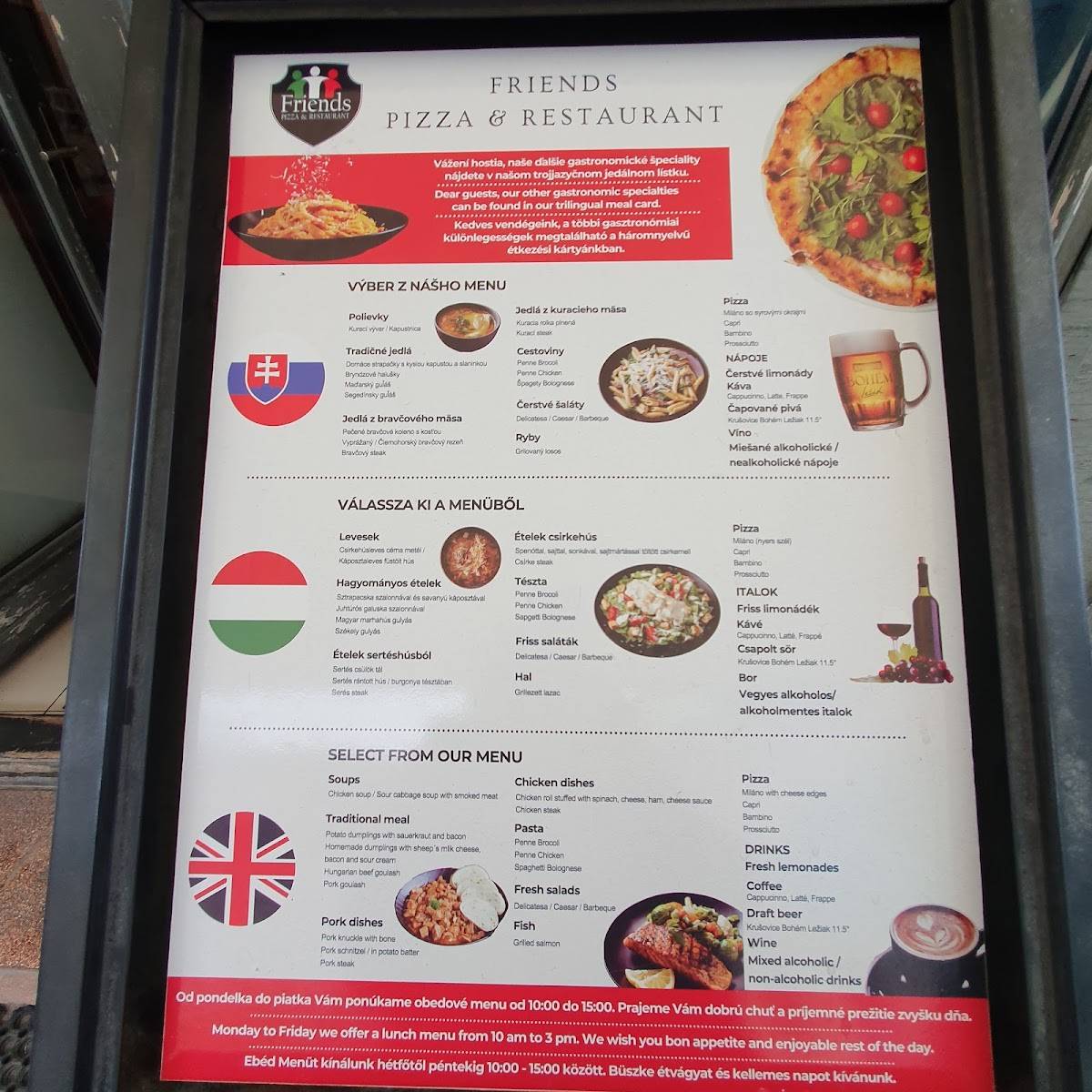 Menu de Friends Pizza & restaurant