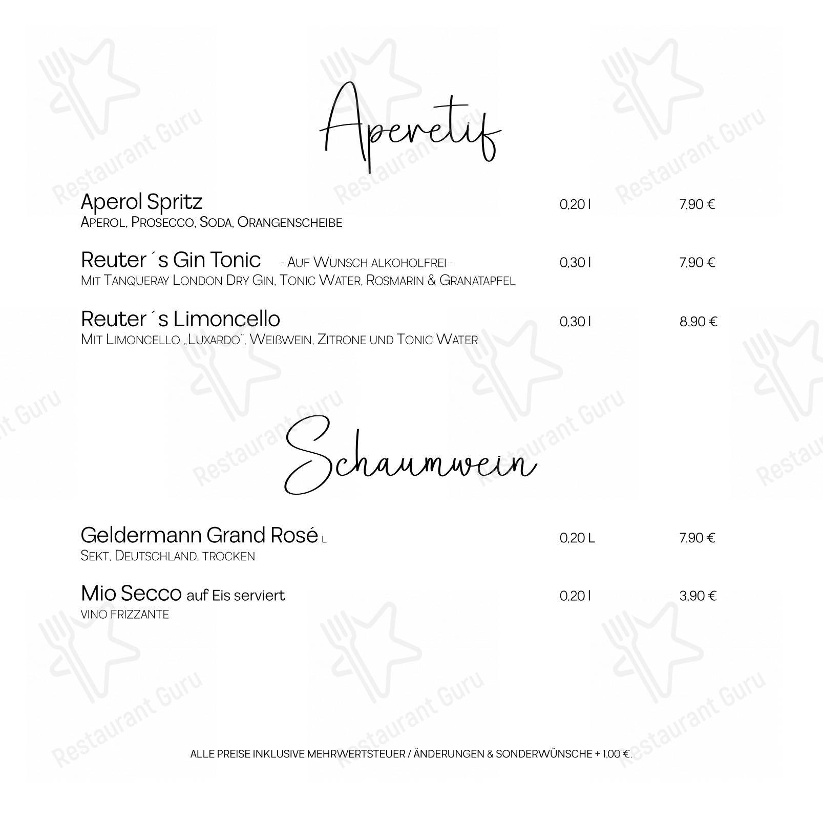 Menu pour Fritz Reuter Stuben (KTV) dans Rostock