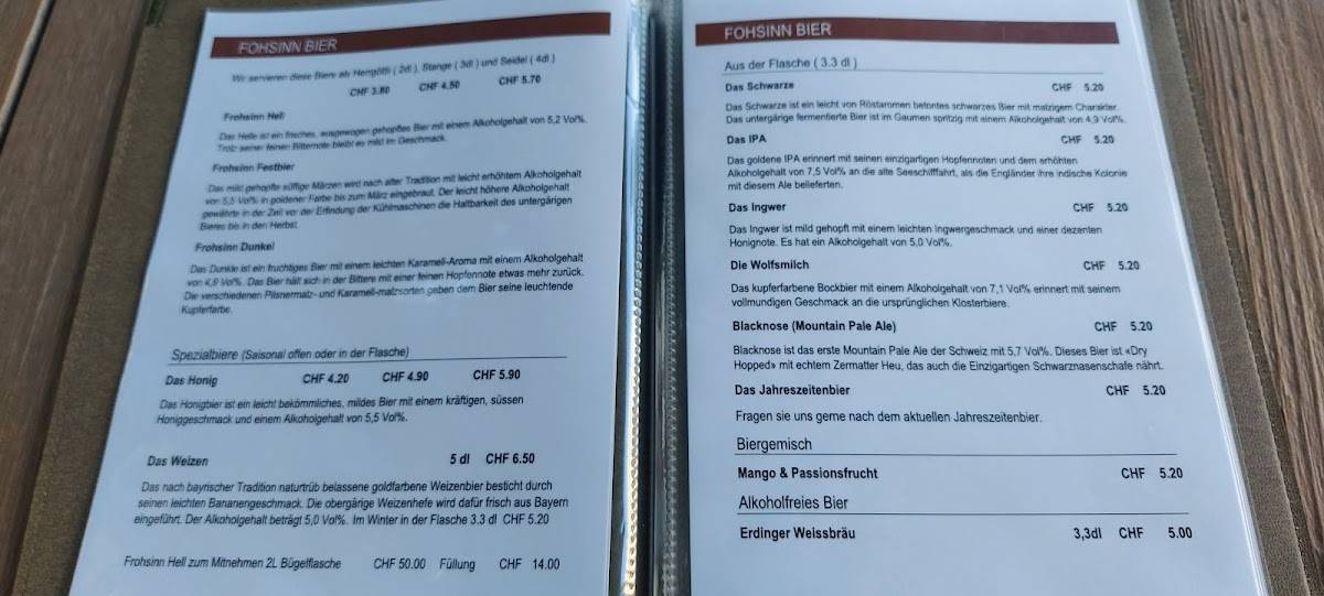 Menu di Frohsinn 