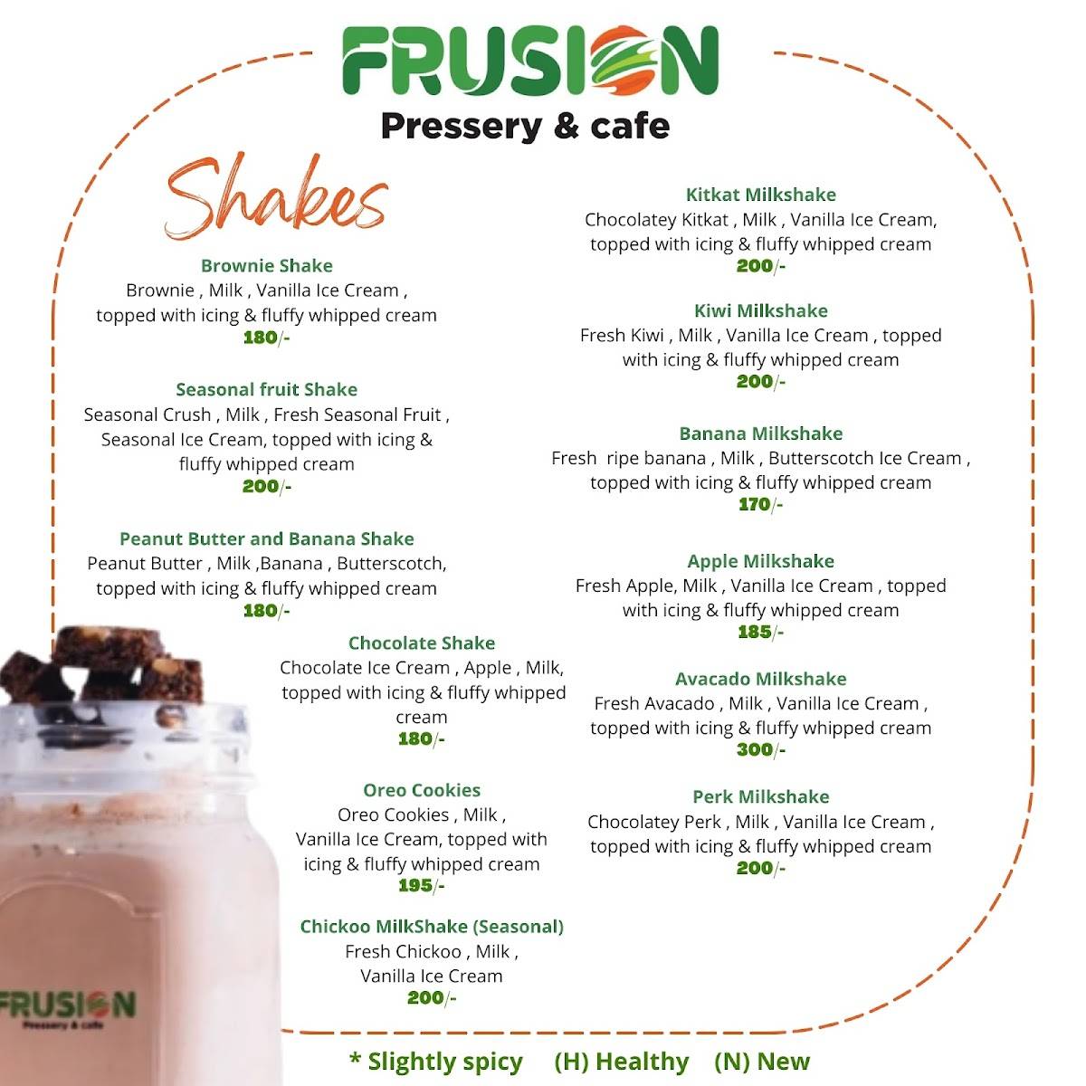 Frusion - Pressery & Cafe menu