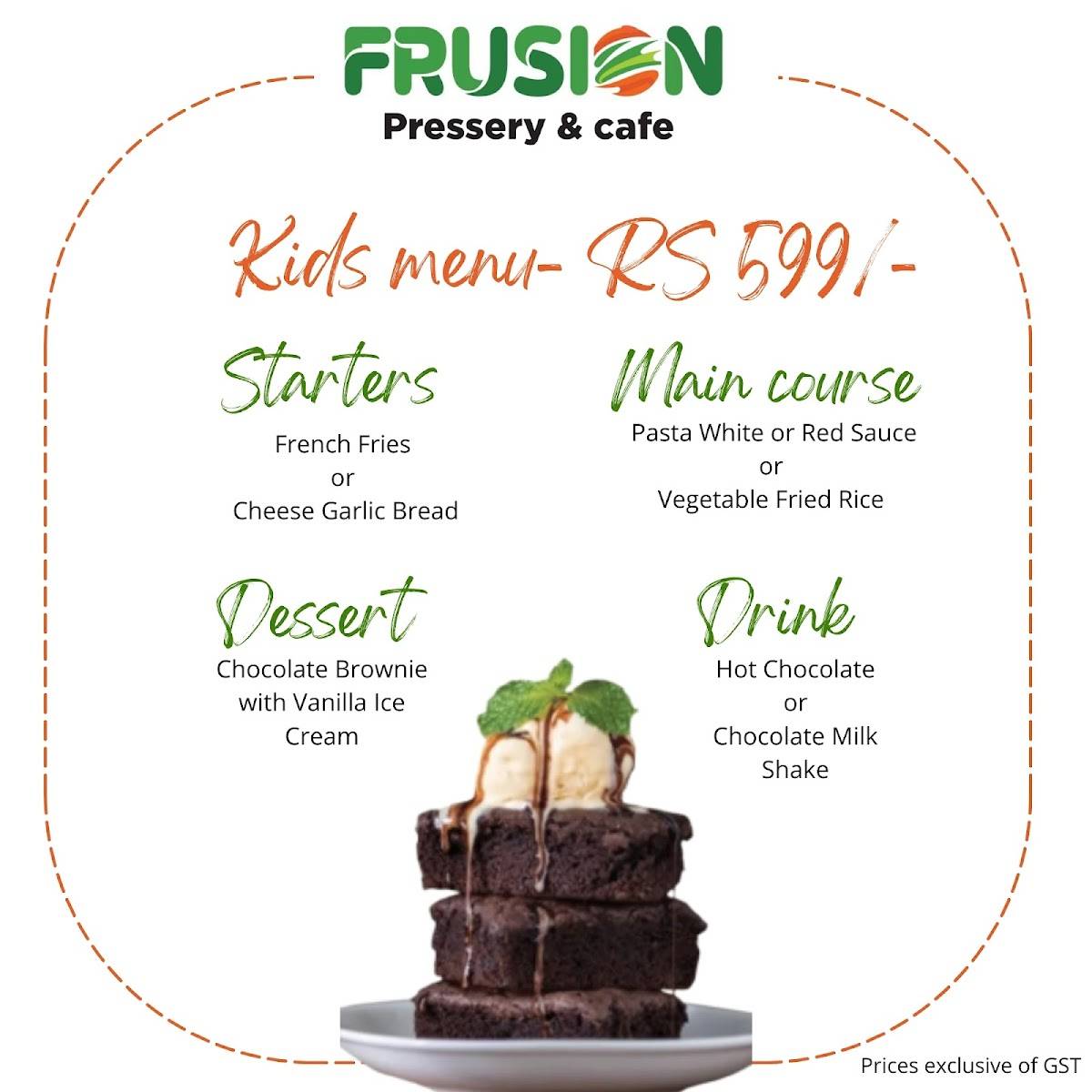 Frusion - Pressery & Cafe menu