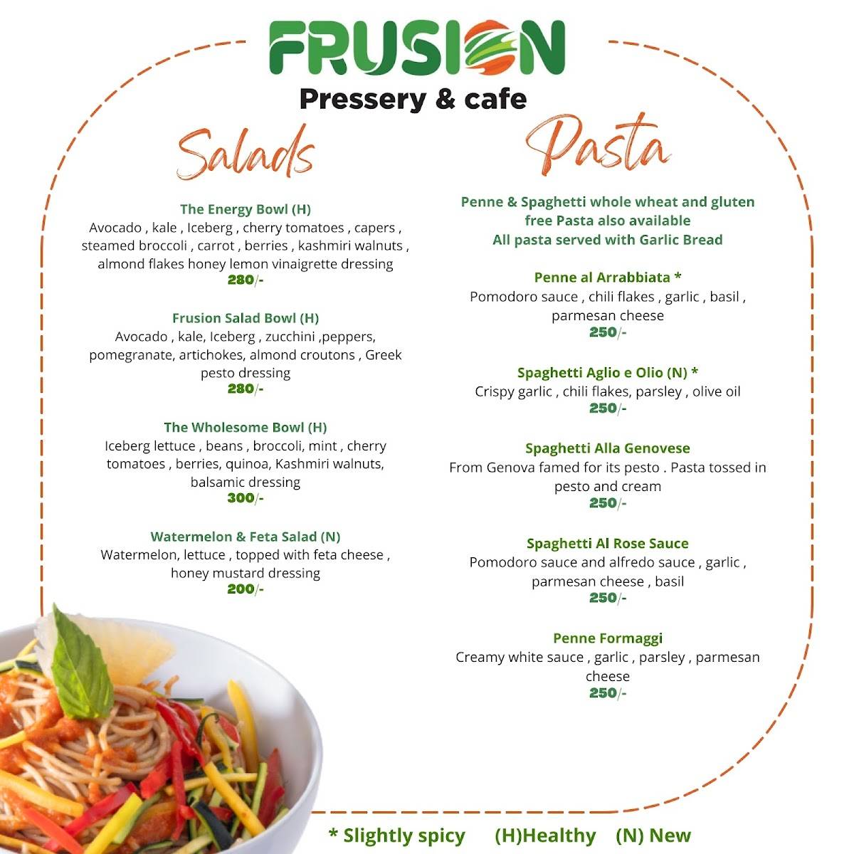 Frusion - Pressery & Cafe menu