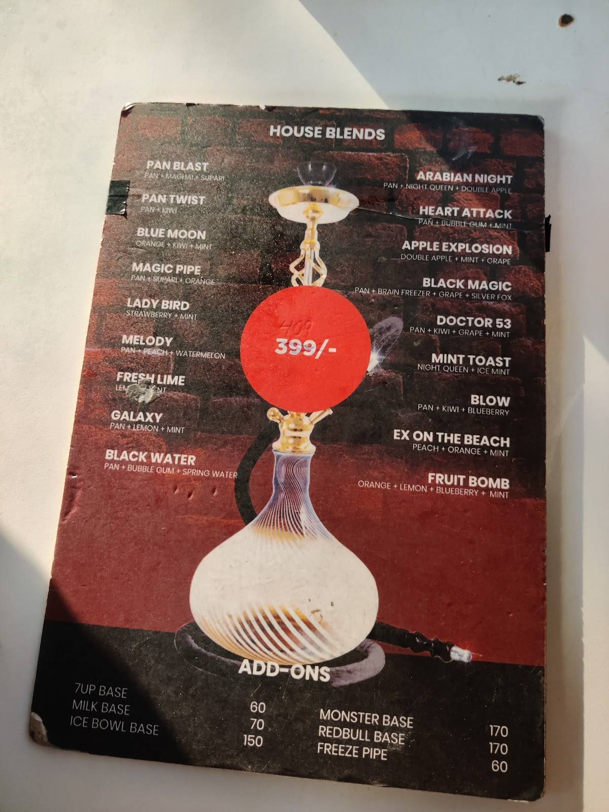 Fume cafe menu