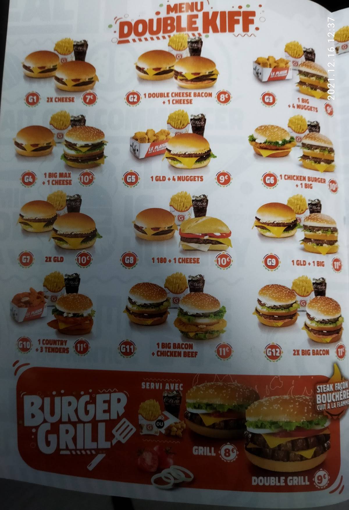 Menu de G LA DALLE