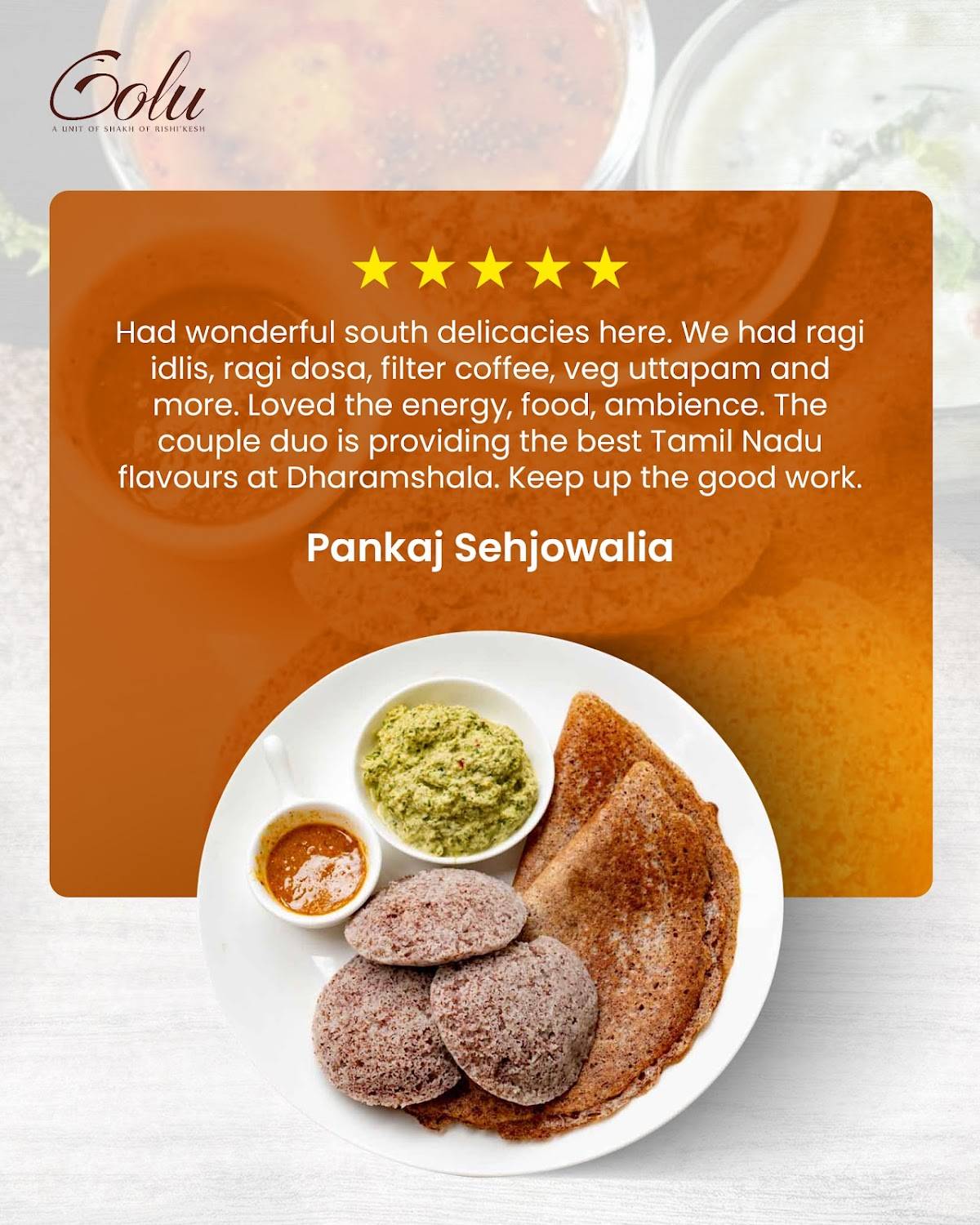 GOLU restaurant - South Indian Delicacy & Coffee Spot—a unit of SHAKH of Rishi'Kesh menu